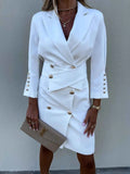 Double-Breasted Longline Blazer with Lapel Collar.