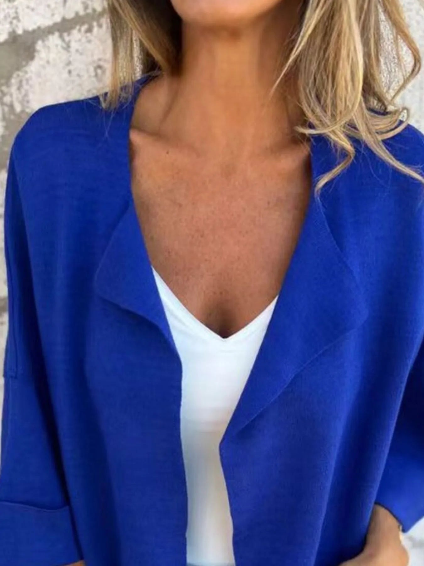 Plus Size Open Front 3/4 Sleeve Cardigan.