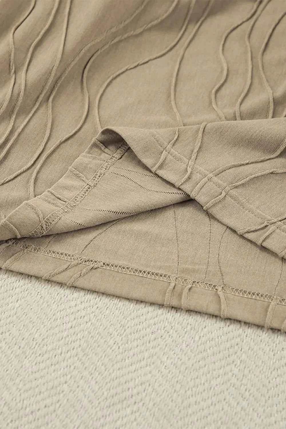 Texture Dropped Shoulder Long Sleeve Top and Pants Set.
