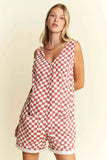 Jade By Jane Plus Size Back Tie Sleeveless Plaid Romper.