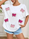 Bow Round Neck Oversized Casual T-Shirt.