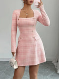 Square Neck Long Sleeve Dress.