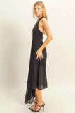 HYFVE Chiffon Halter Asymmetrical Hem Dress.
