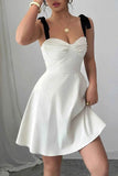 Sweetheart Neck Tie Shoulder Dress.