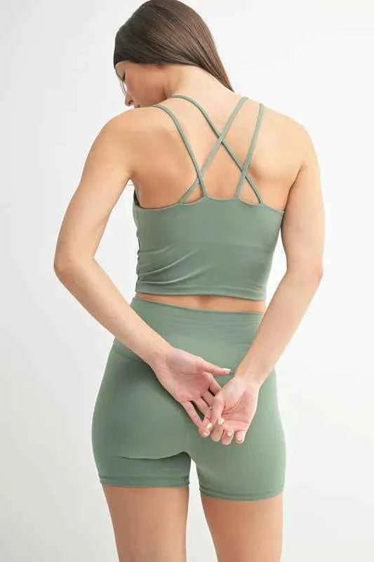 MONO B Venice Cloud Light Crisscross Sports Bra.
