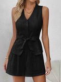 V-Neck Vest and Shorts Set - EBYNN