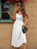 Sweetheart Neck Wide Strap Midi Dress.