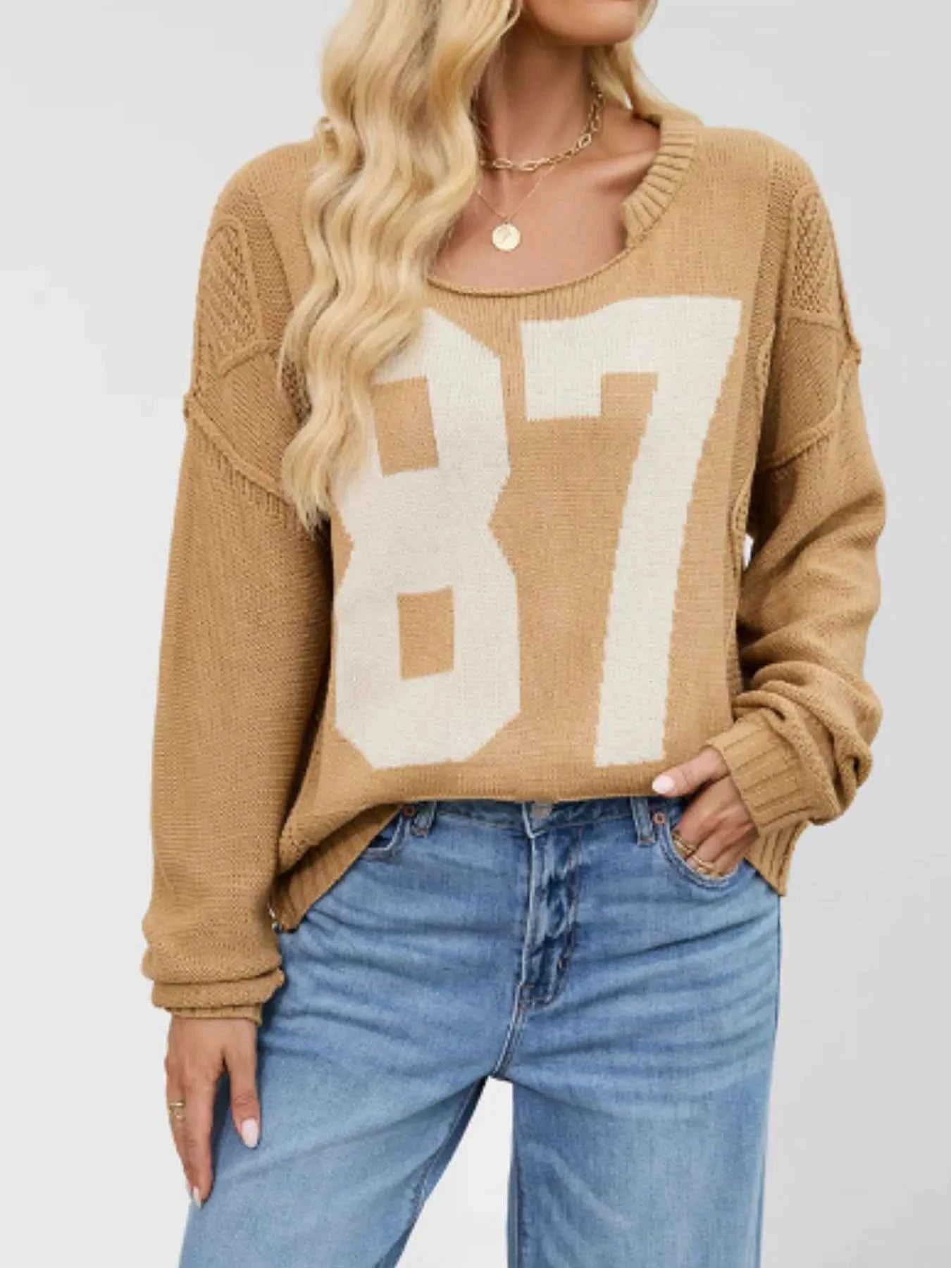 Number 81 Oversized Cable Knit Sweater.