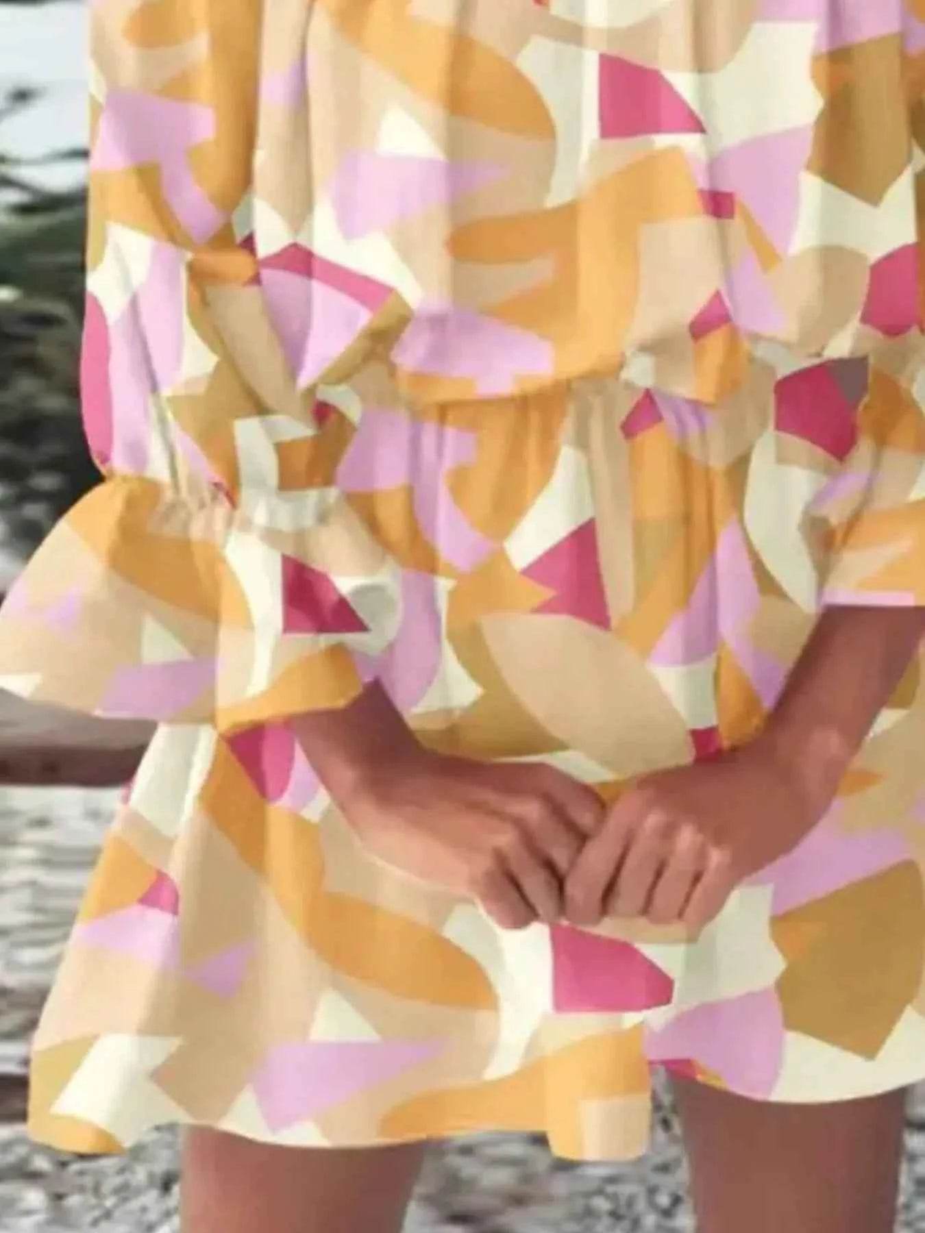 Floral Off-Shoulder Flounce Sleeve Mini Dress Plus Size.