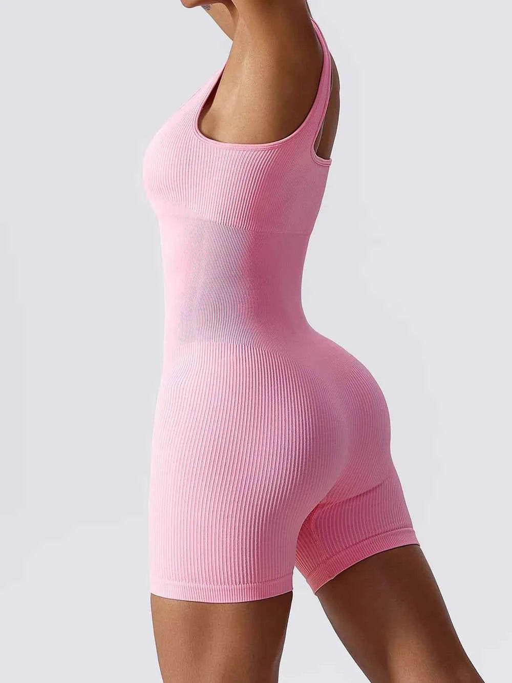 Basic Bae Ribbed Sleeveless Active Romper.