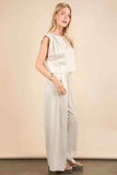 Solid Woven Top & Pants Set - Versatile Chic Outfit - EBYNN