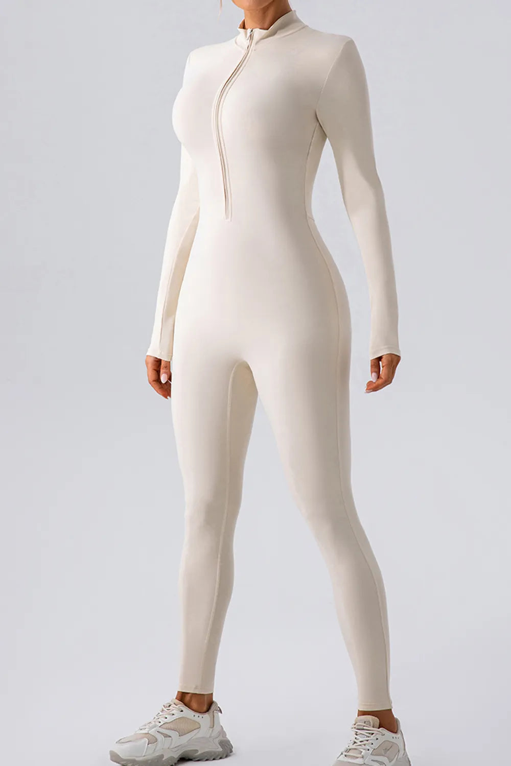 Half Zip Mock Neck Active Jumpsuit.