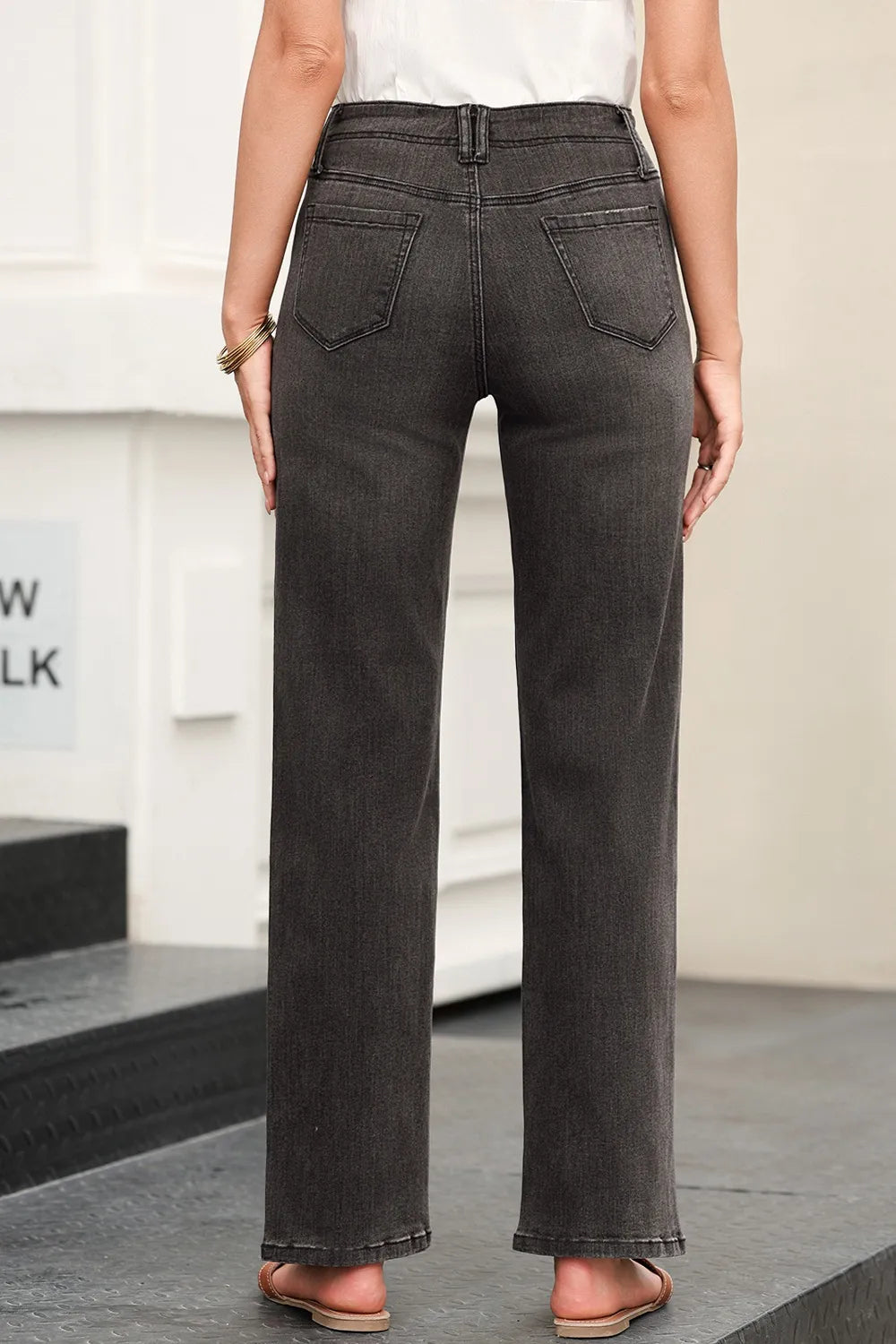 High-Waisted Wide-Leg Vintage Wash Jeans.