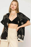 Umgee Open Front Embroidered Fringe Kimono.