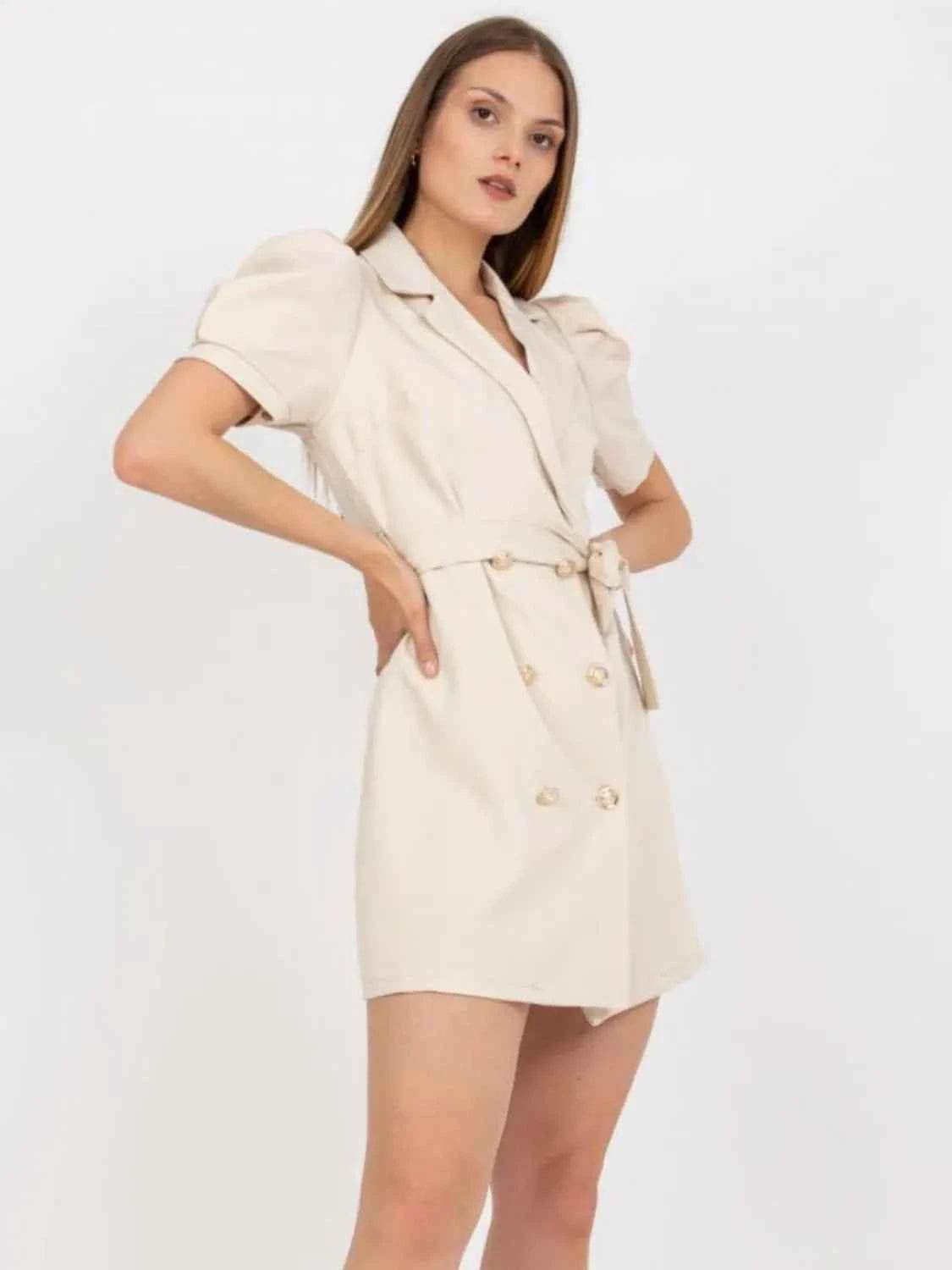 Belted Short Sleeve Blazer Dress.
