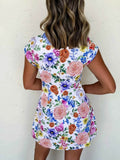 Floral Print Cap Sleeve Mini Dress.