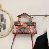 PU Leather Snakeskin Print Crossbody Bag.
