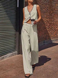 Stylish V-Neck Vest and Pants Set - EBYNN
