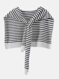 Striped Contrast Knit Wrap.