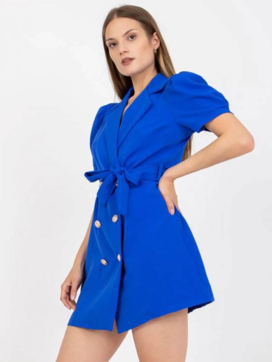 Belted Short Sleeve Blazer Dress.