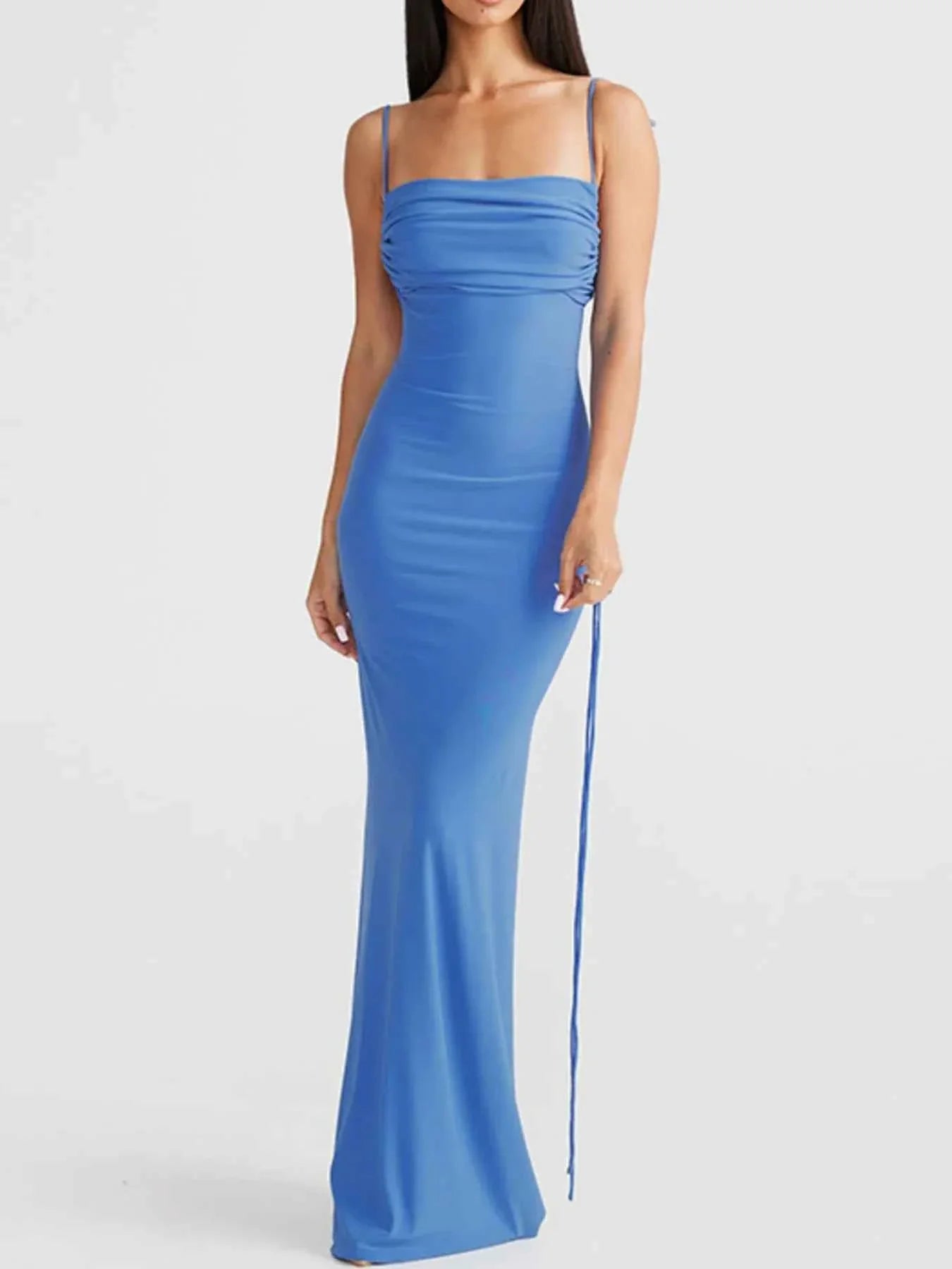 Backless Slit Sleeveless Bodycon Maxi Dress.