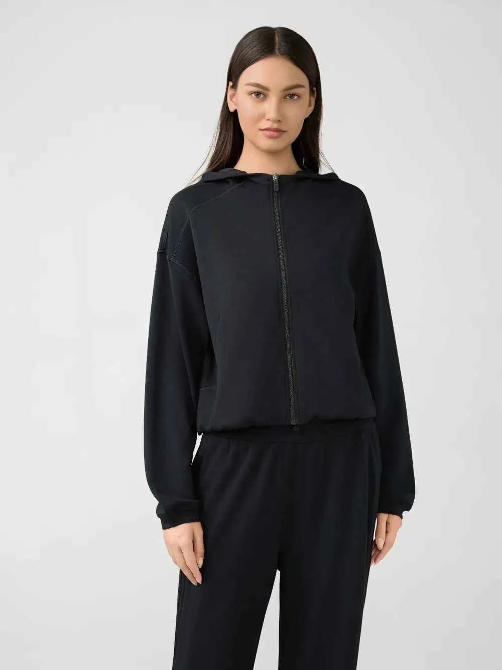 Millennia Zip Up Dropped Shoulder Active Hoodie.