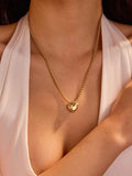 18K Gold-Plated Stainless Steel Heart Pendant Necklace.