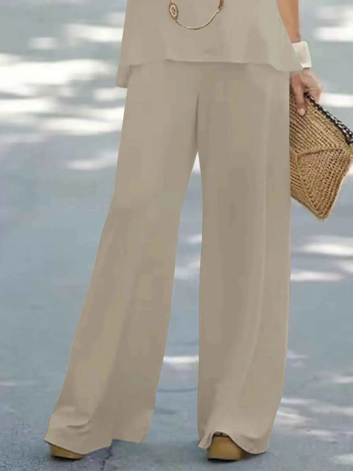 Halter Top and Wide Leg Pants Matching Set.