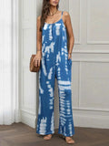 Tie-Dye Spaghetti Strap Wide Leg Jumpsuit.