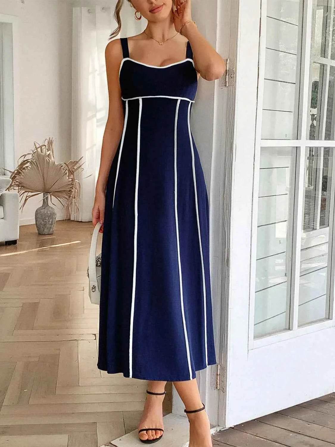 Contrast Wide Strap Midi Cami Dress.