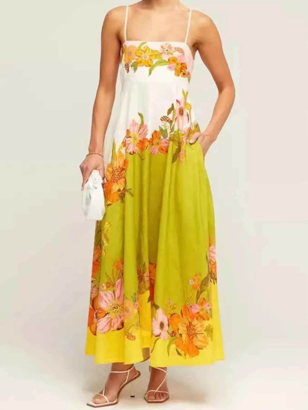 Tropical Floral Gradient Maxi Cami Dress.