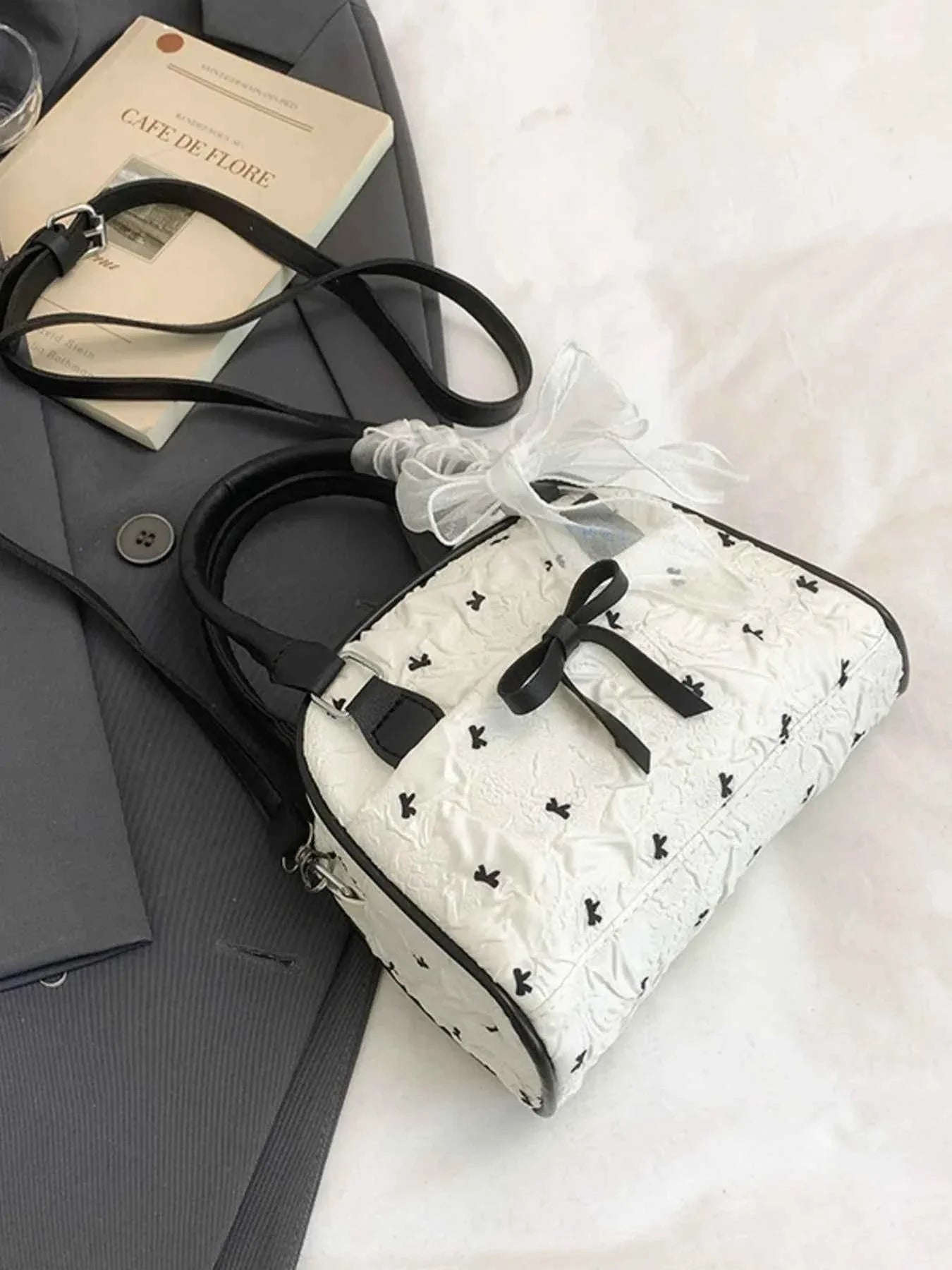 Ruched Bow Crossbody Bag.