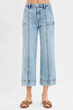 RISEN Plus Size High Rise Crop Wide Leg Jeans.