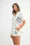 MABLE Embroidered Button Down Shirt & Shorts Set - EBYNN