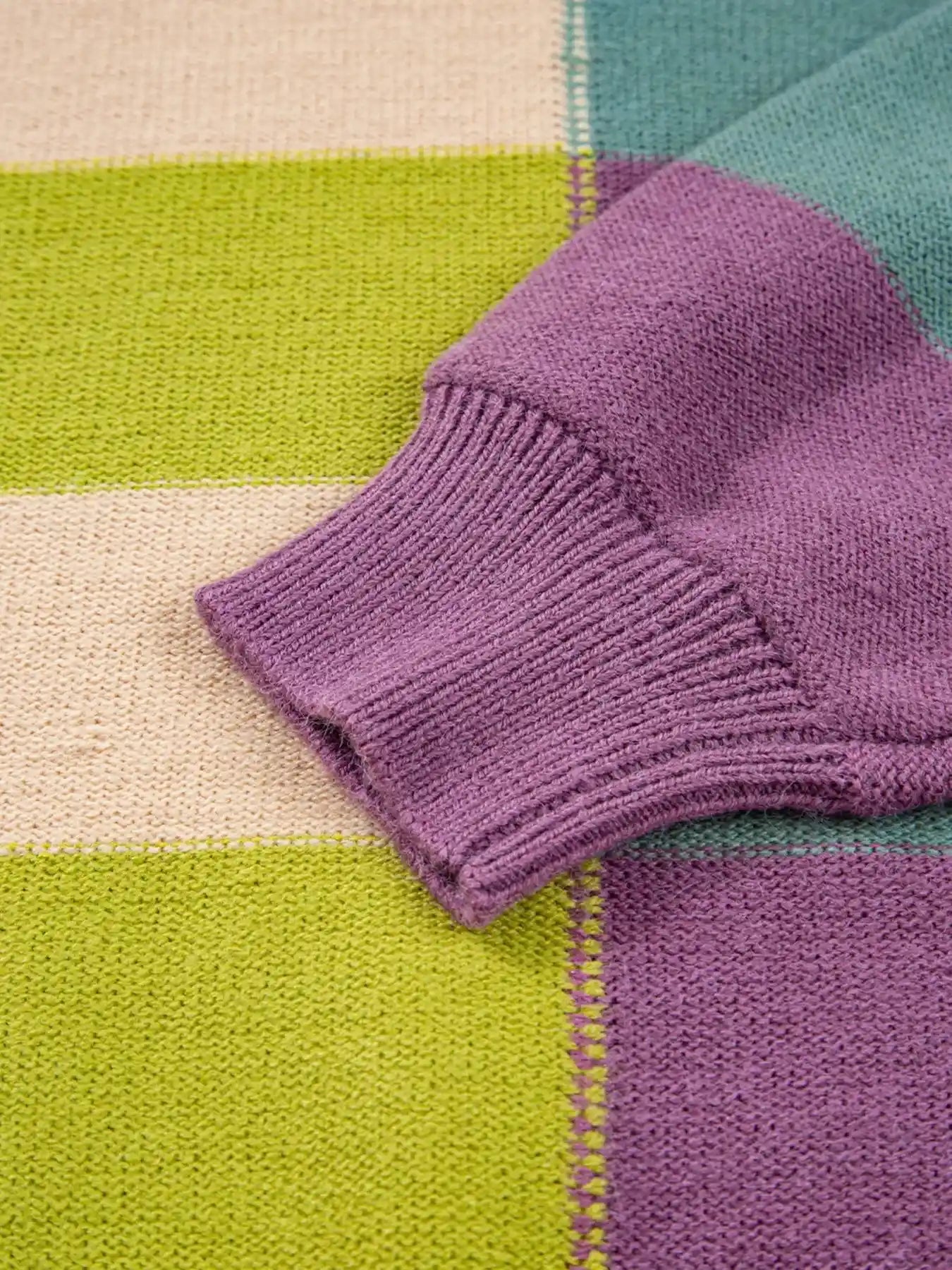 Stripe Drop Shoulder Ribbed Edge Sweater.