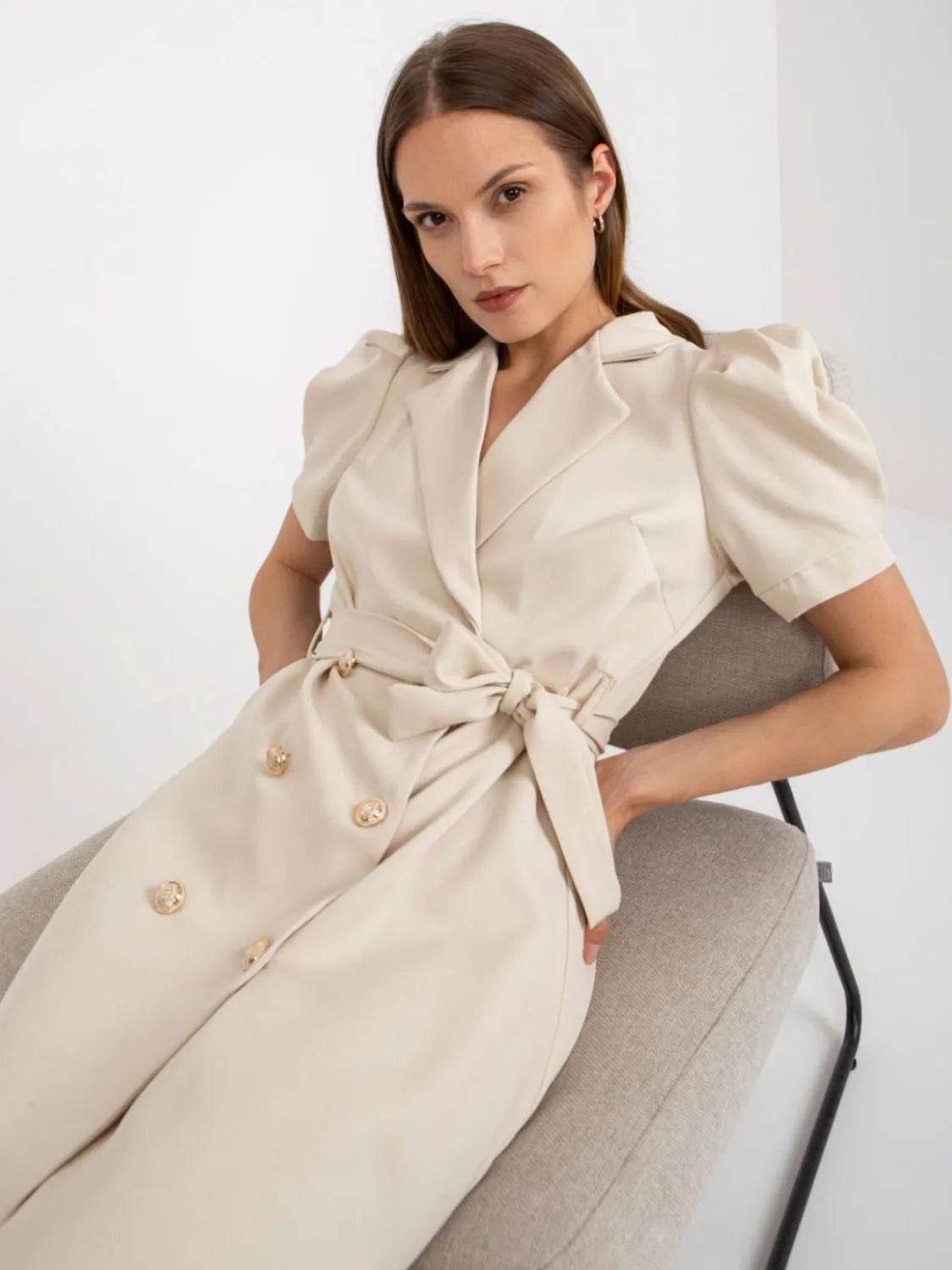 Belted Short Sleeve Blazer Dress.