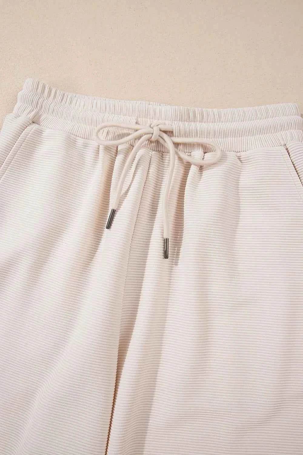 Textured Ruffled Sleeve Zipped Top & Wide Leg Pants Set - EBYNN