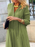 Plus Size Solid Color Maxi Shirt Dress.