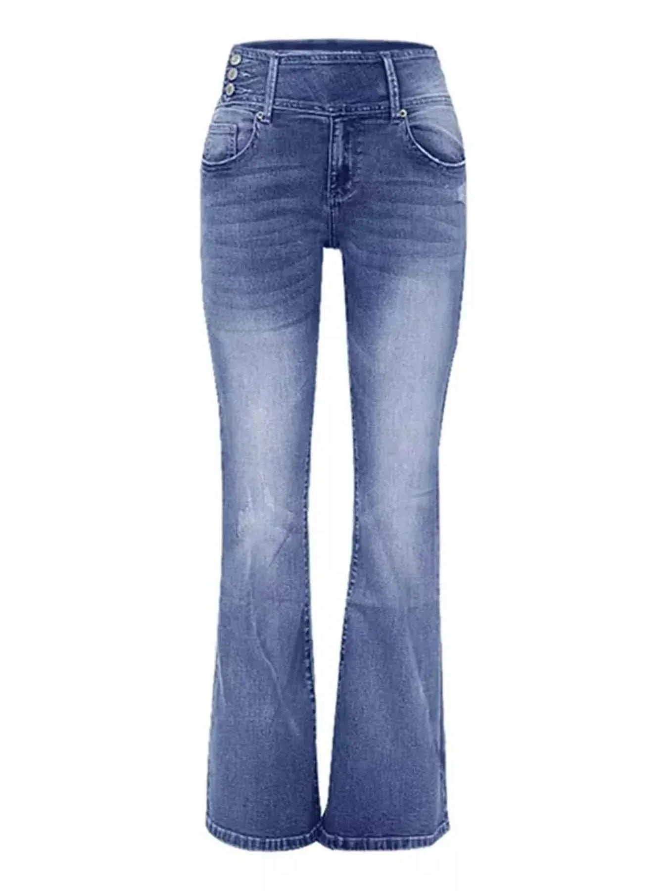 Plus Size Vintage Wash Flare Jeans.