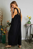 ADORA Plus Size Elastic Ruffle Shoulder Jumpsuit.