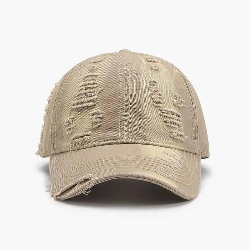 Distressed Adjustable Cotton Baseball Cap.