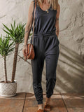 Tie Waist Sleeveless Jogger Jumpsuit.