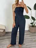 Smocked Tube Wide Leg Jumpsuit.