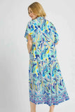 Umgee Psychedelic Swirl Printed Short Sleeve Midi Dress.