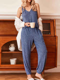 Ribbed Knit V-Neck Tank and Pants Lounge Set.