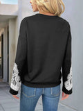 Lace Detail Long Sleeve Stretch Sweatshirt.