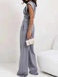 Ruched Sleeveless Top and Pants Set.