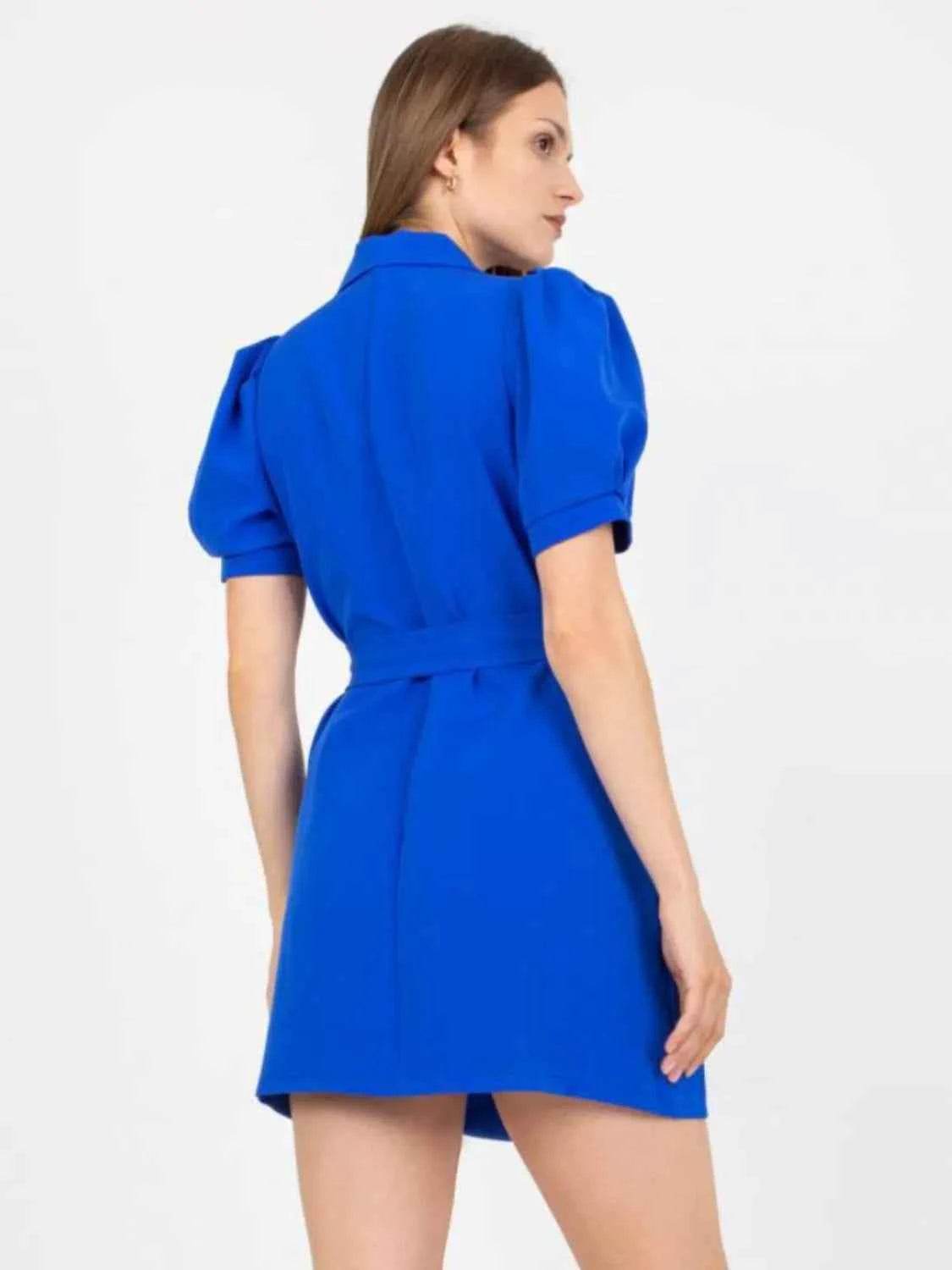 Belted Short Sleeve Blazer Dress.