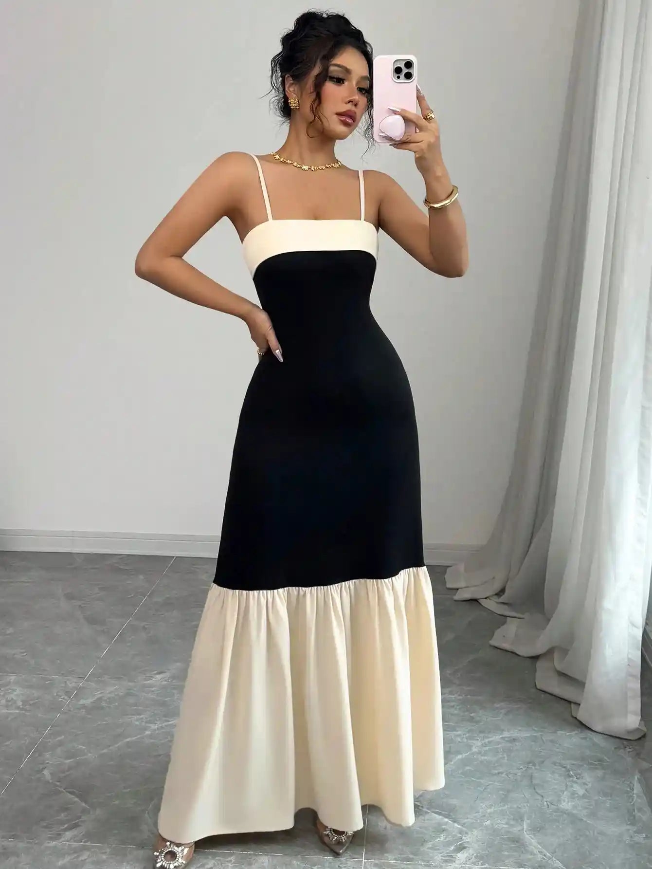 Color Block Maxi Cami Dress.