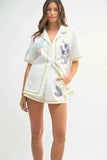MABLE Embroidered Button Down Shirt & Shorts Set - EBYNN